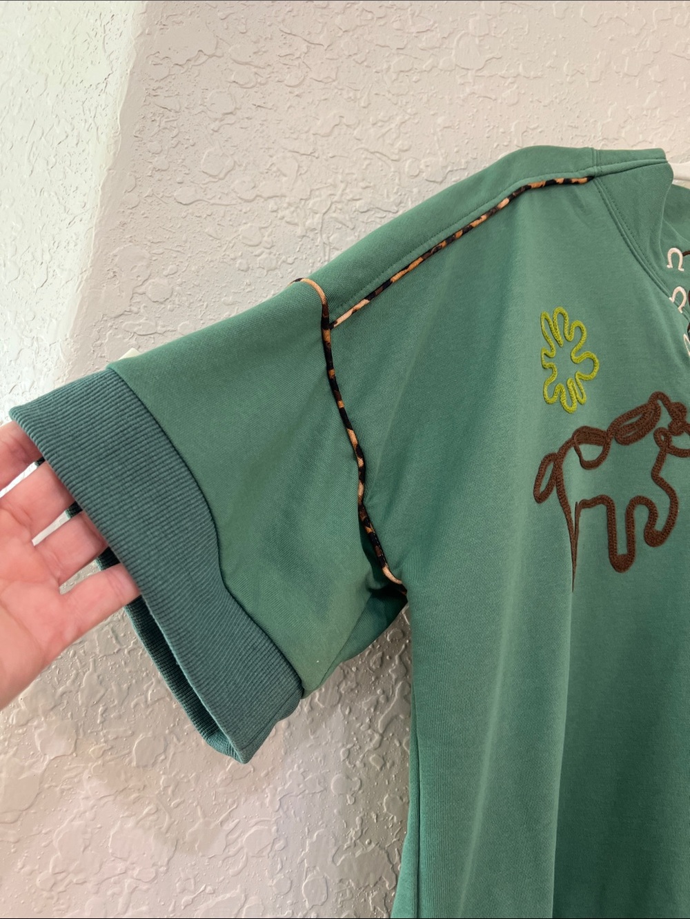 GIGIO USA Vintage Horse Embroidered Green Sweatshirt Top Size M - Picture 5 of 11